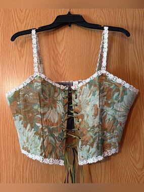 Vintage Style Floral Tapestry Corset Top